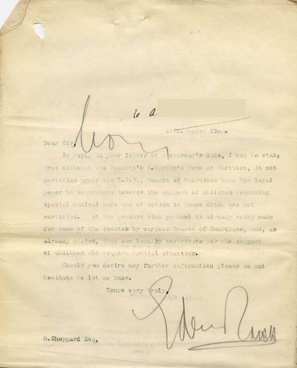 Large size image of Case 9498 11. Copy letter from Revd Edward Rudolf replying to the questions raised in the above letter  29 August 1903
 page 1