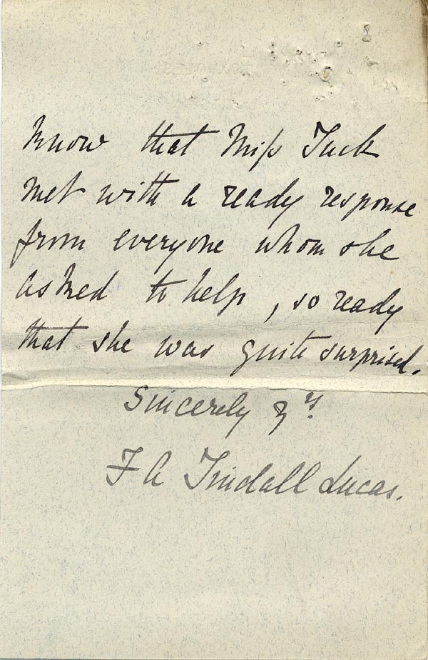 Large size image of Case 9603 2. Letter from F.A. Tindall Lucas accompanying the form  19 March 1903
 page 2