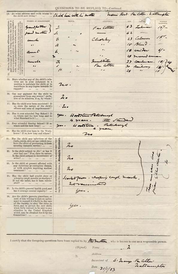 Large size image of Case 9616 1. Application to Waifs and Strays' Society  31 January 1903
 page 2