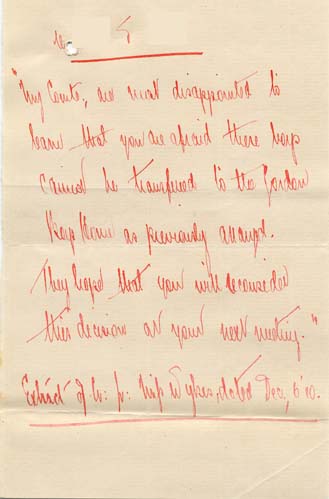 Large size image of Case 9616 11. Extracts from letters concerning J's transfer to the Gordon Boys Home  6 September and 6 December 1910
 page 1
