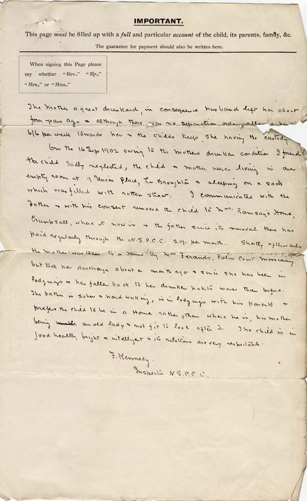 Large size image of Case 9621 1. Application to Waifs and Strays' Society  30 March 1903
 page 3