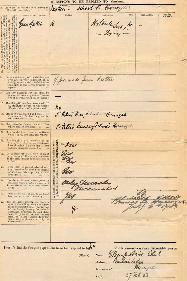 Large size image of Case 9697 1. Application to Waifs and Strays' Society  27 February 1903
 page 2
