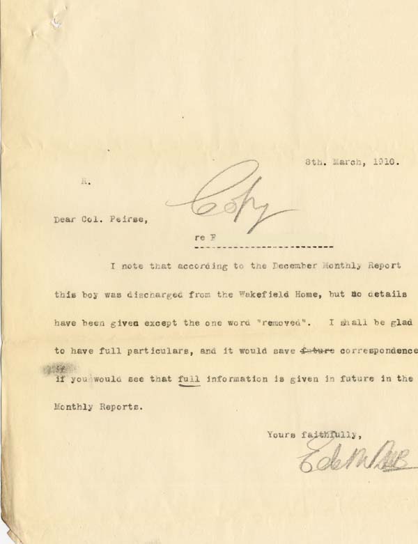 Large size image of Case 9697 2. Copy letter from E. de M. Rudolf  8 March 1910
 page 1