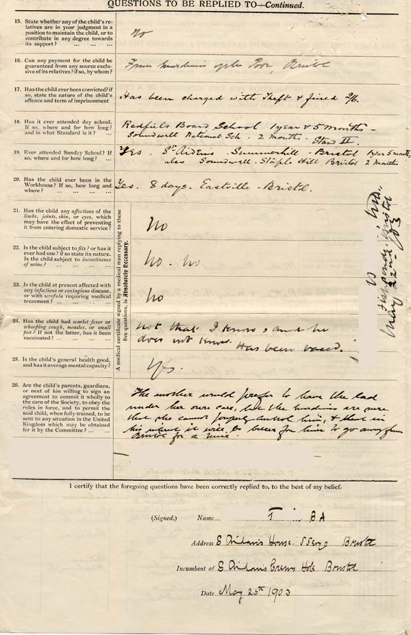 Large size image of Case 9874 1. Application to Waifs and Strays' Society  25 May 1903
 page 2