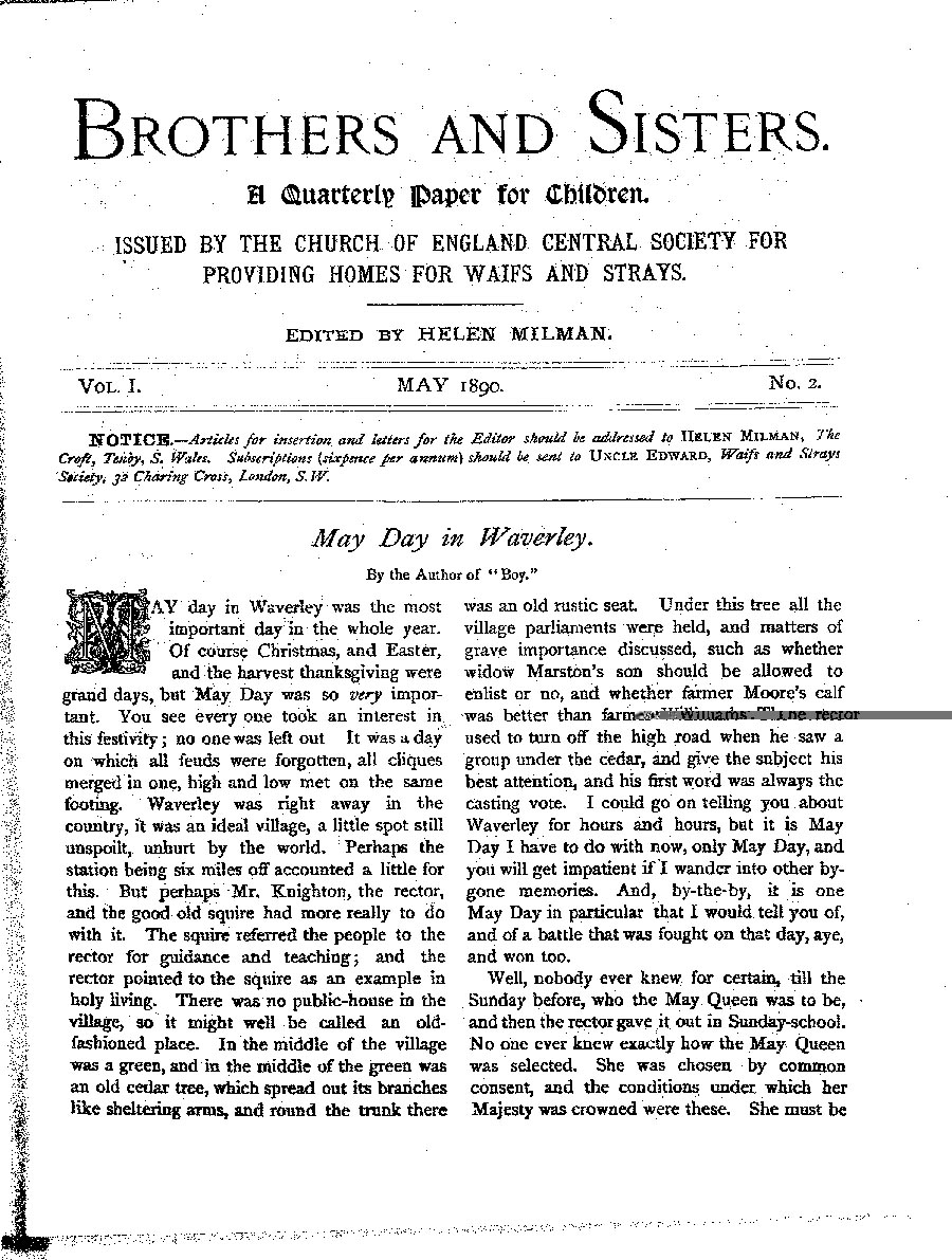 Brothers and Sisters May 1890 - page 1