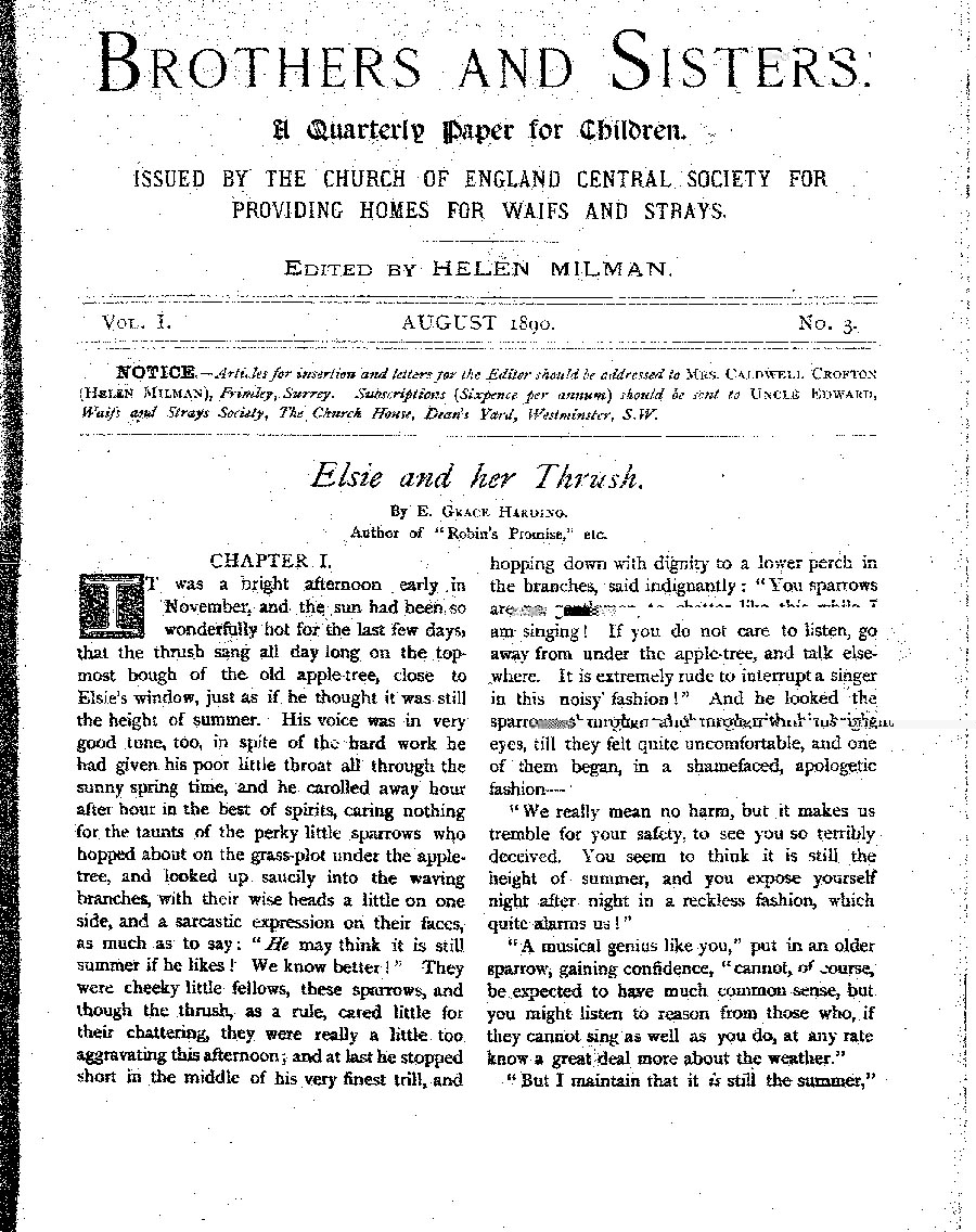 Brothers and Sisters August 1890 - page 1