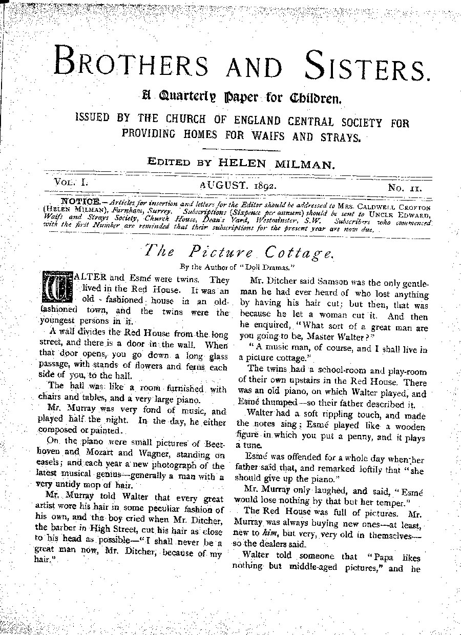 Brothers and Sisters August 1892 - page 1