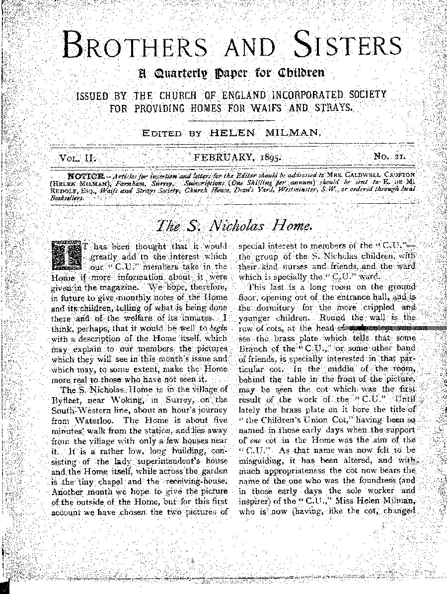 Brothers and Sisters February 1895 - page 1