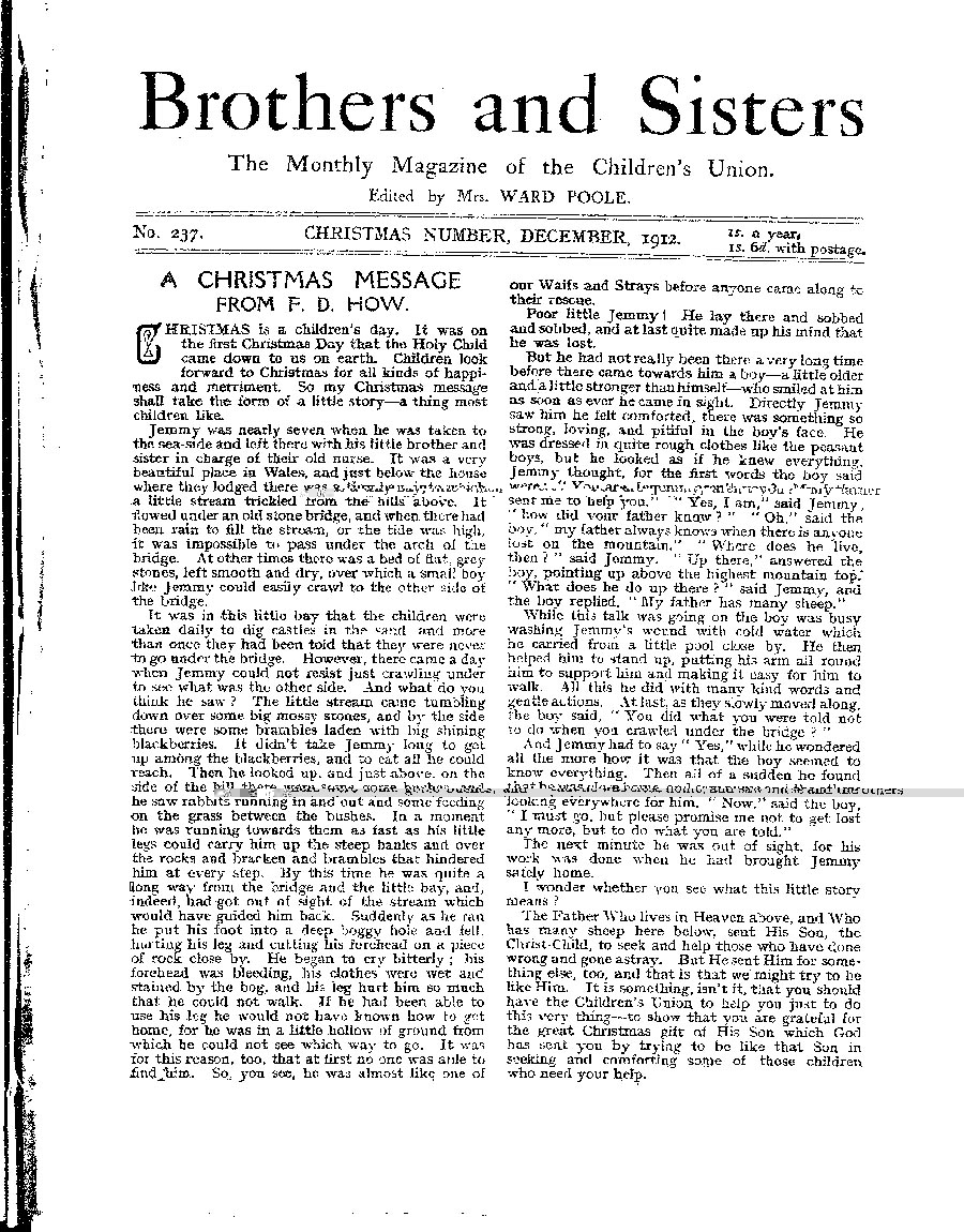 Brothers and Sisters December 1912 - page 1