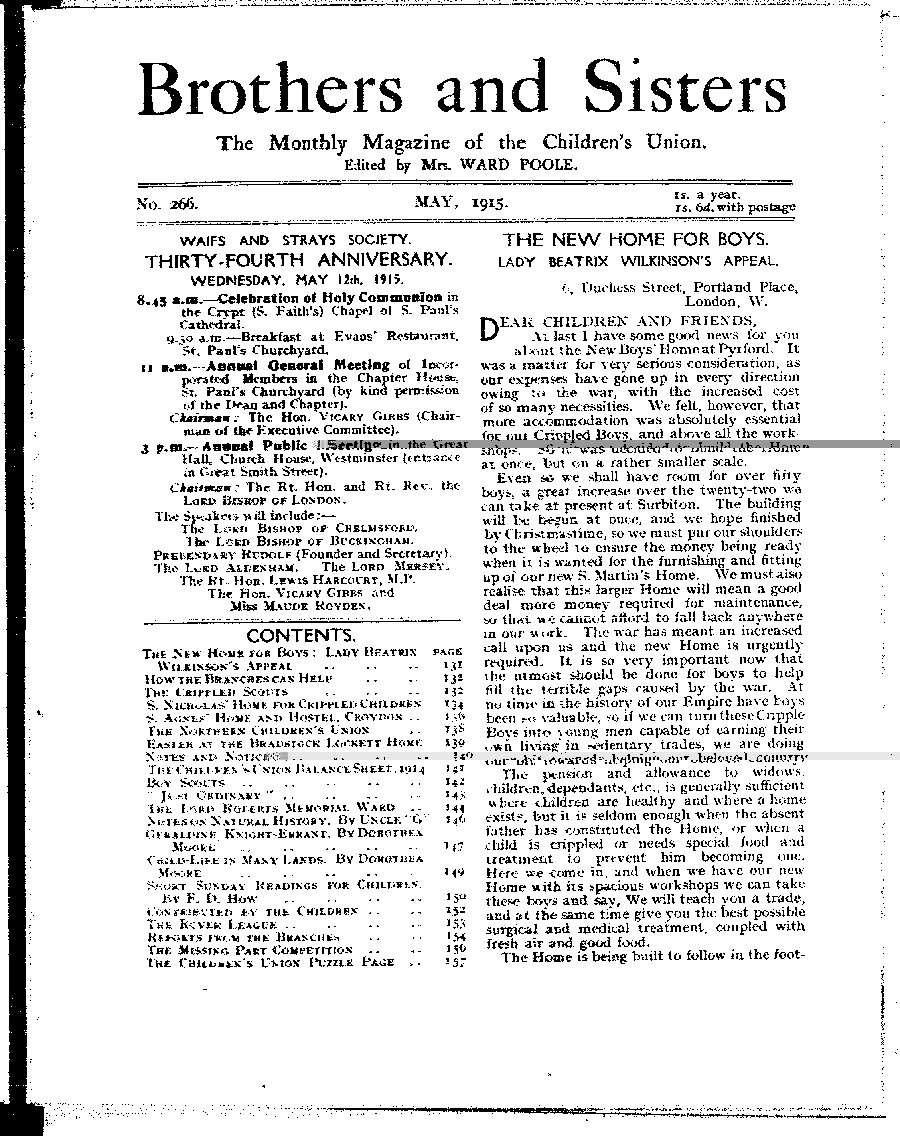 Brothers and Sisters May 1915 - page 1