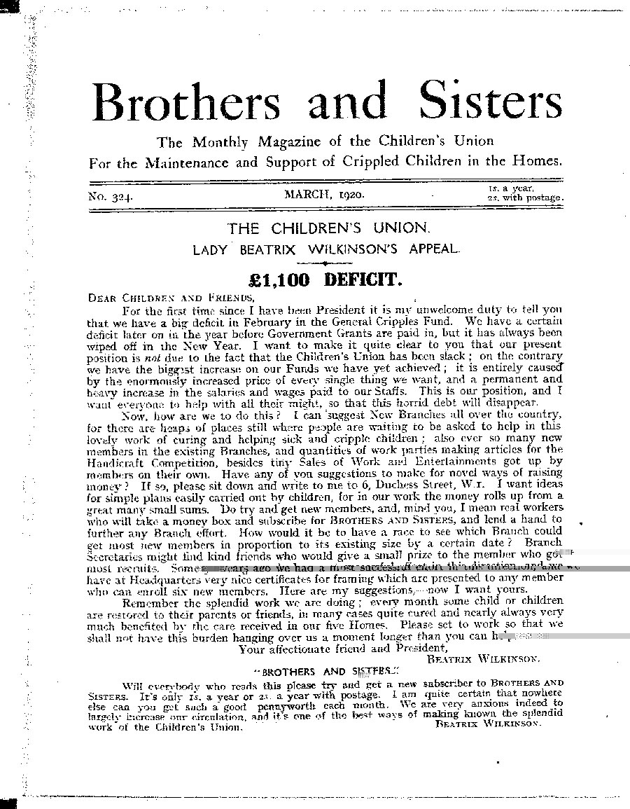 Brothers and Sisters March 1920 - page 1