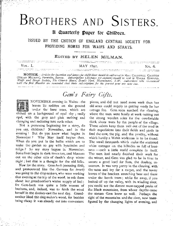 Brothers and Sisters May 1891 - page 1