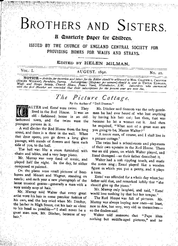 Brothers and Sisters August 1892 - page 1