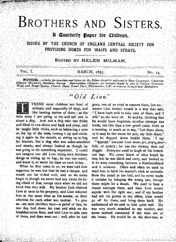 Brothers and Sisters May 1893 - page 1