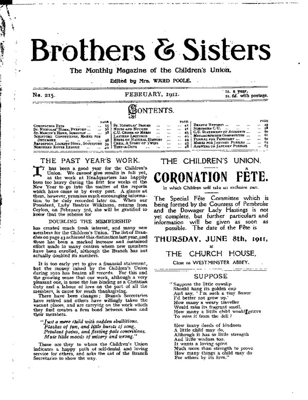 Brothers and Sisters February 1911 - page 1