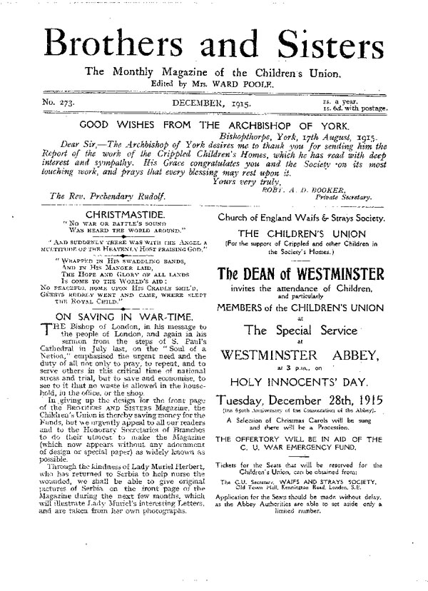 Brothers and Sisters December 1915 - page 1