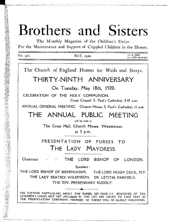 Brothers and Sisters May 1920 - page 1