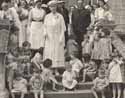 Queen Mary on the steps of a nursery home