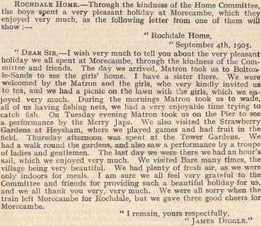 Sometimes the homes would visit each other. It was an inexpensive way of going on holiday and allowed the children to mix. 