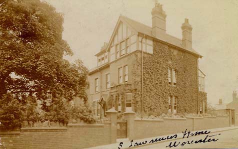 A postcard showing the front and side of the Home