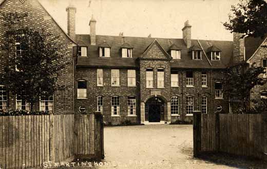 A postcard of the front of the Home