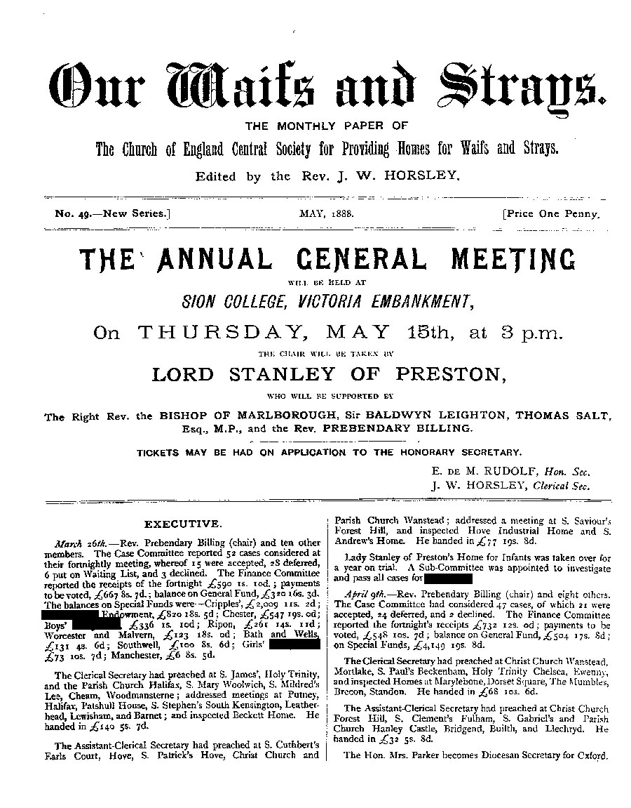 Our Waifs and Strays May 1888 - page 1