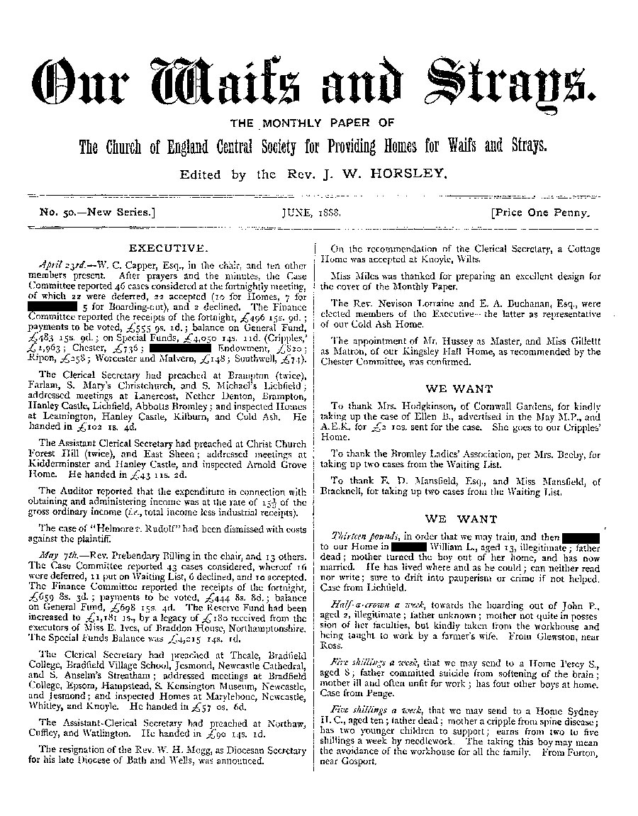 Our Waifs and Strays June 1888 - page 1