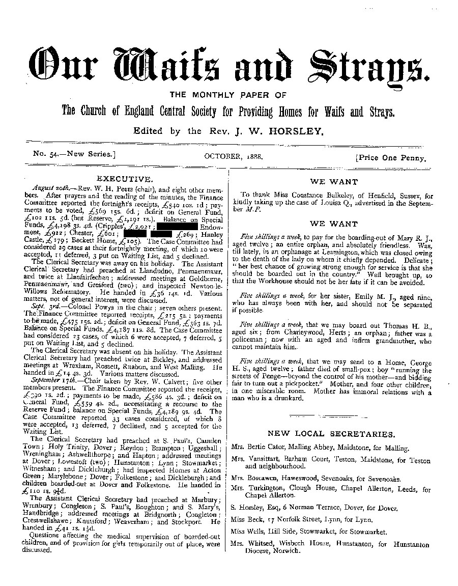 Our Waifs and Strays October 1888 - page 1