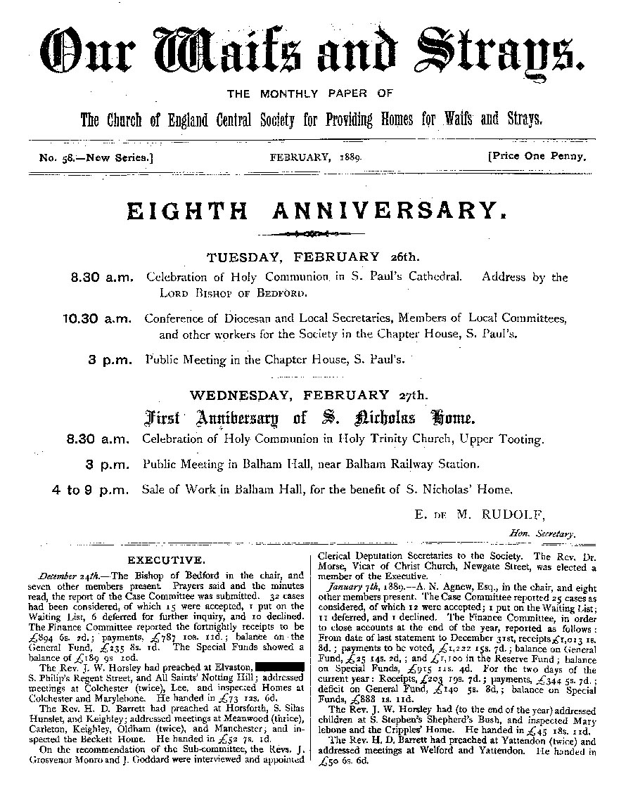 Our Waifs and Strays February 1889 - page 1