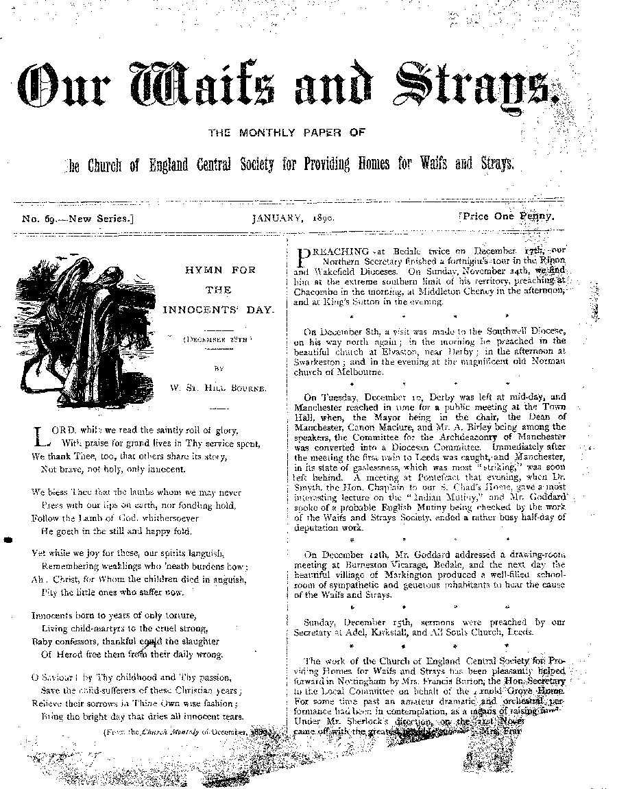 Our Waifs and Strays January 1890 - page 1