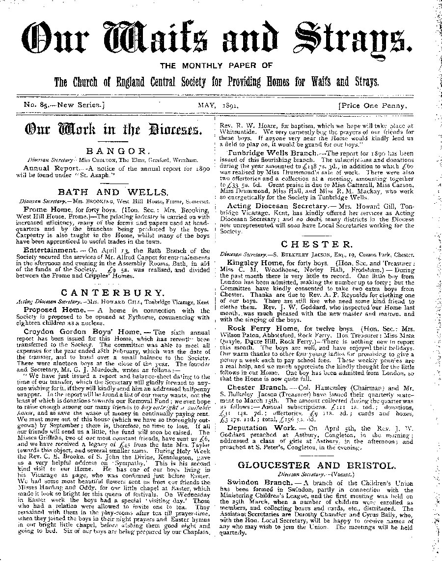 Our Waifs and Strays May 1891 - page 1