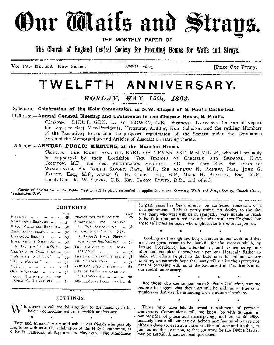 Our Waifs and Strays April 1893 - page 48