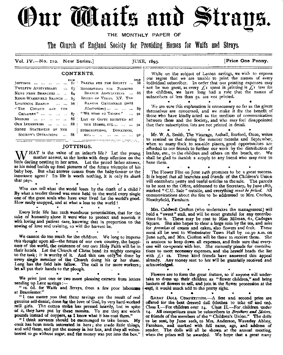 Our Waifs and Strays June 1893 - page 80