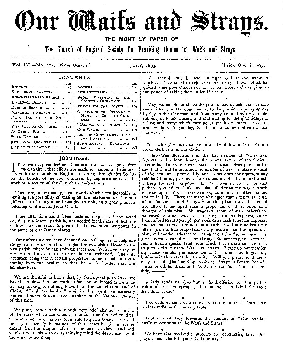 Our Waifs and Strays July 1893 - page 96