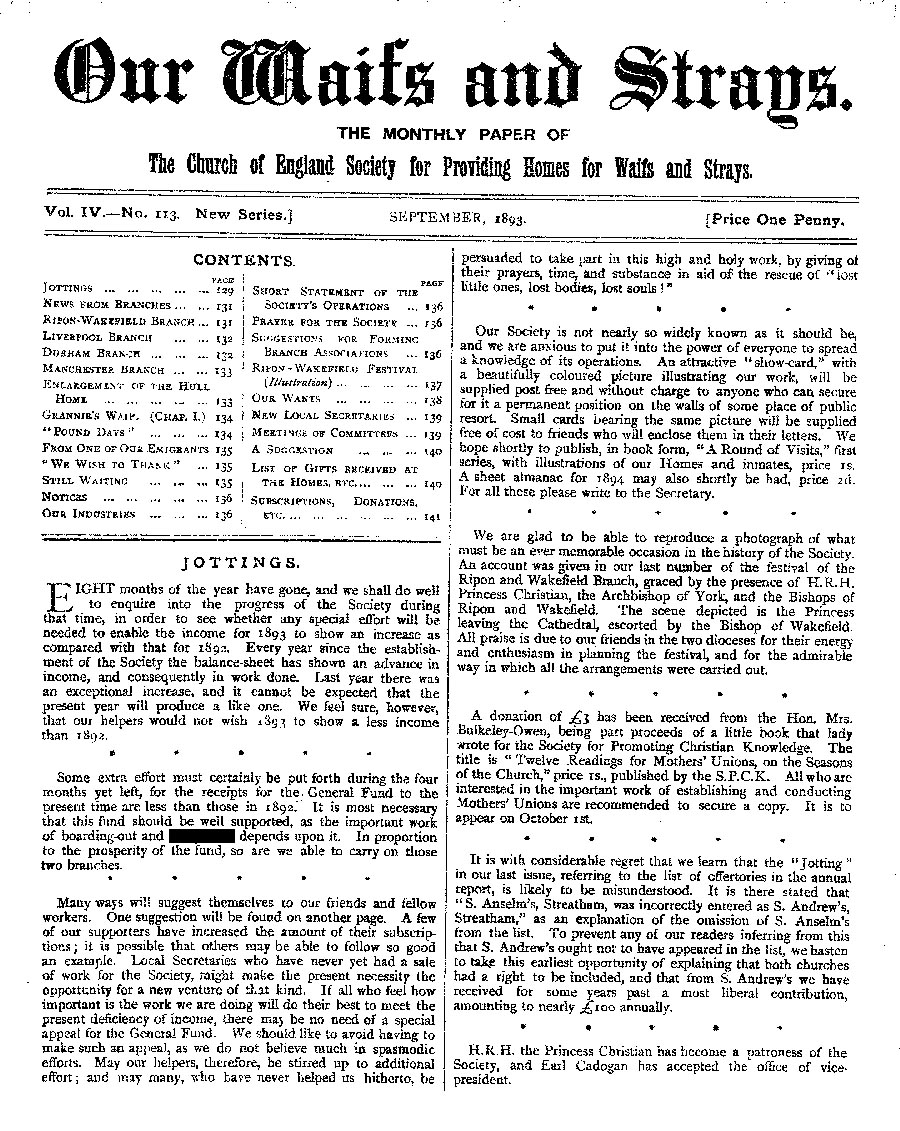 Our Waifs and Strays September 1893 - page 127