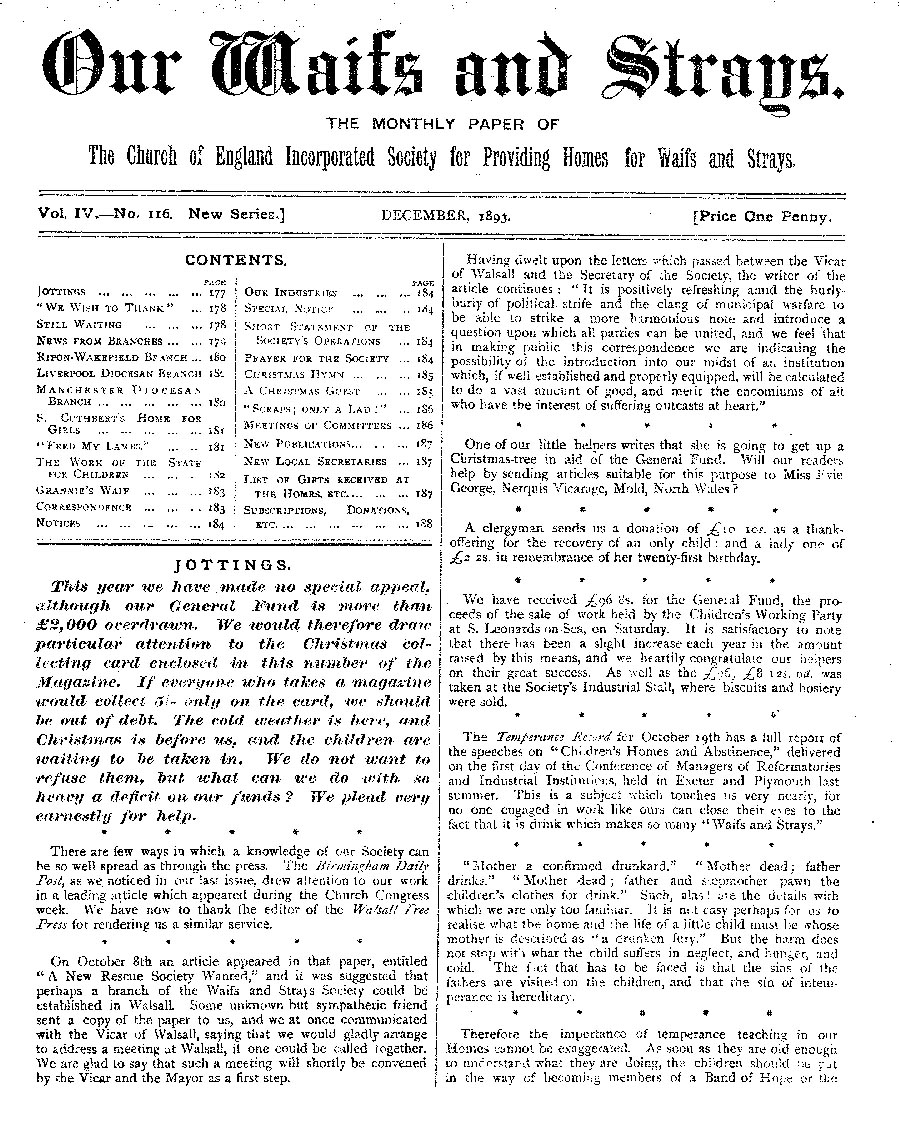 Our Waifs and Strays December 1893 - page 175