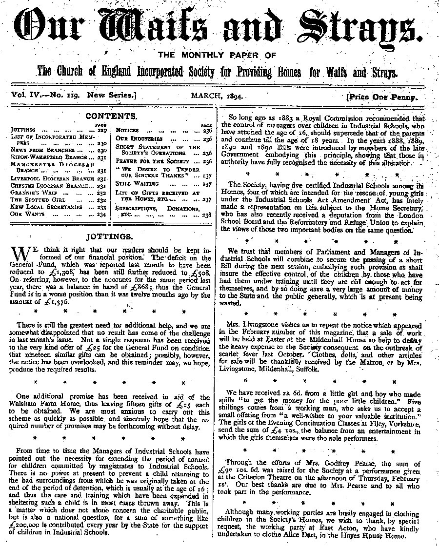 Our Waifs and Strays March 1894 - page 37