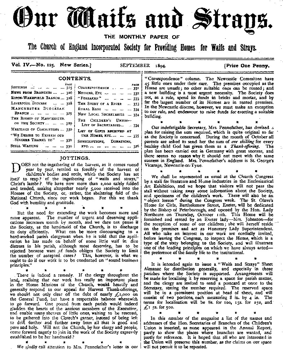 Our Waifs and Strays September 1894 - page 133