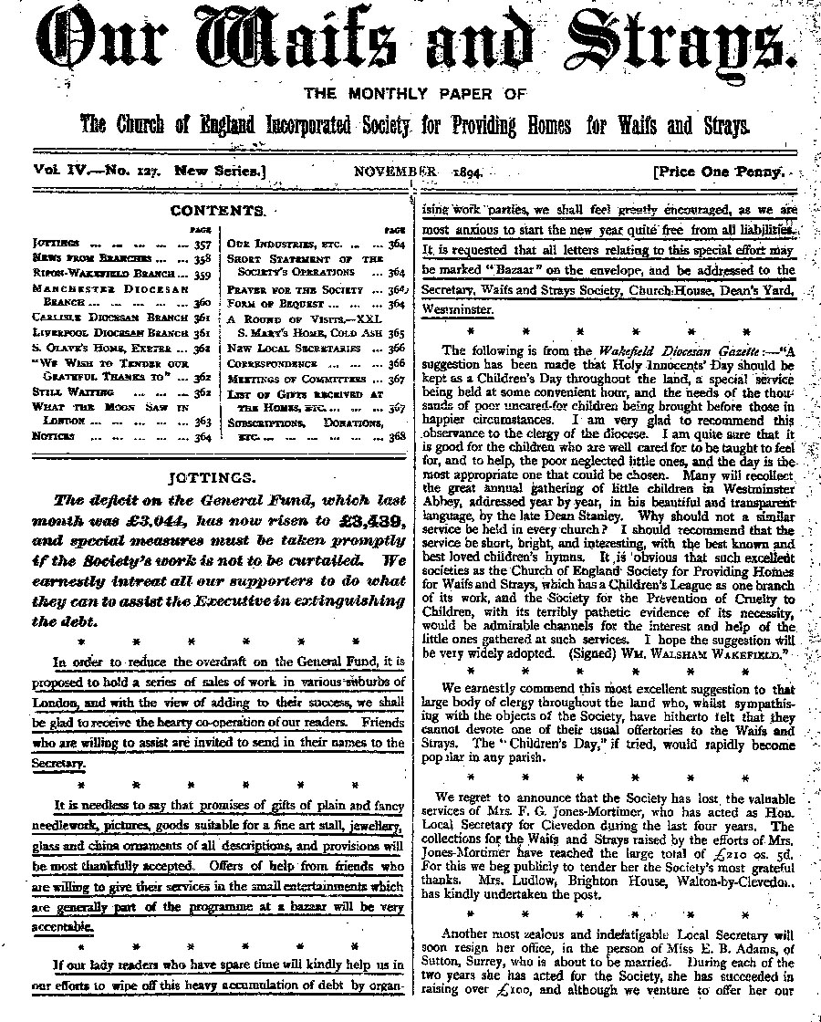 Our Waifs and Strays November 1894 - page 165