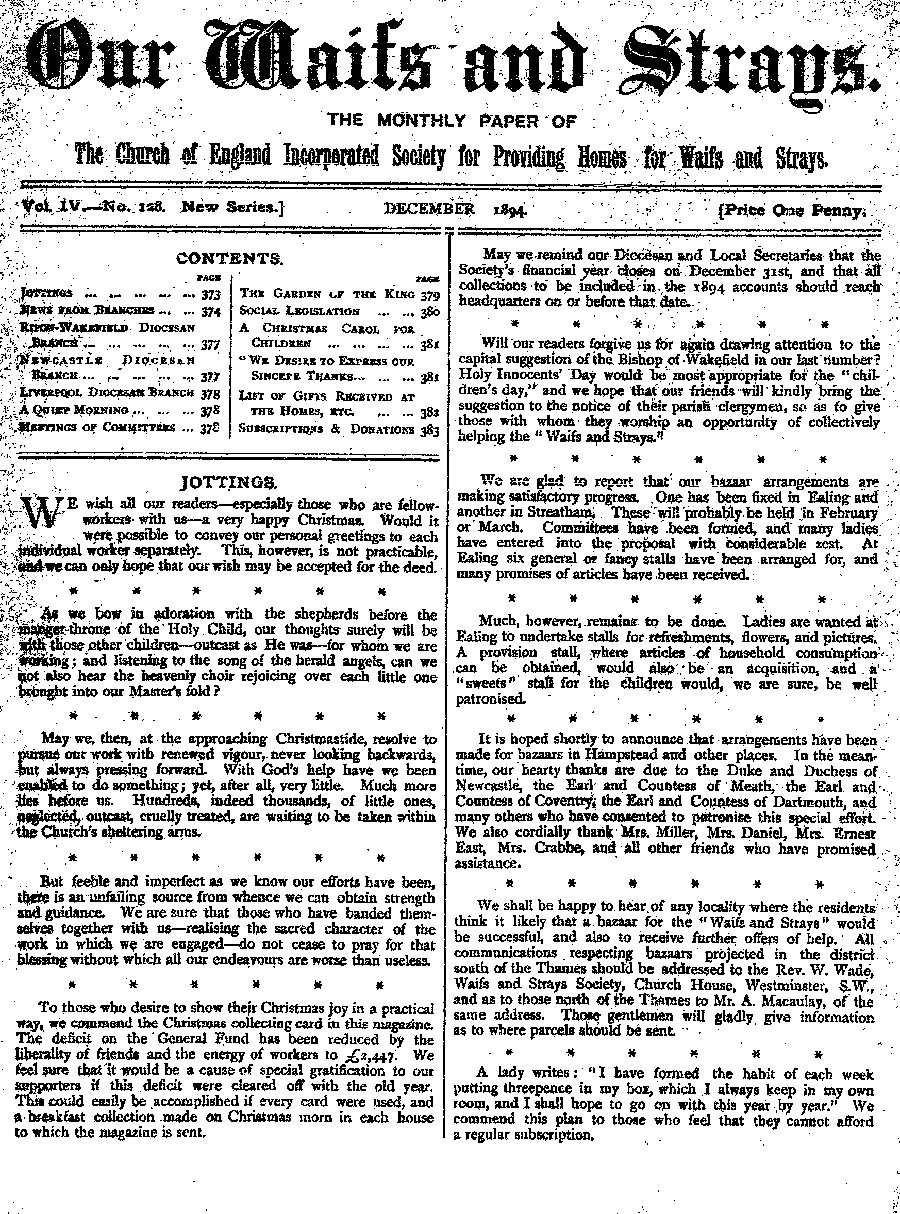 Our Waifs and Strays December 1894 - page 180