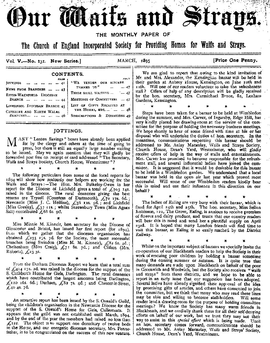 Our Waifs and Strays March 1895 - page 41
