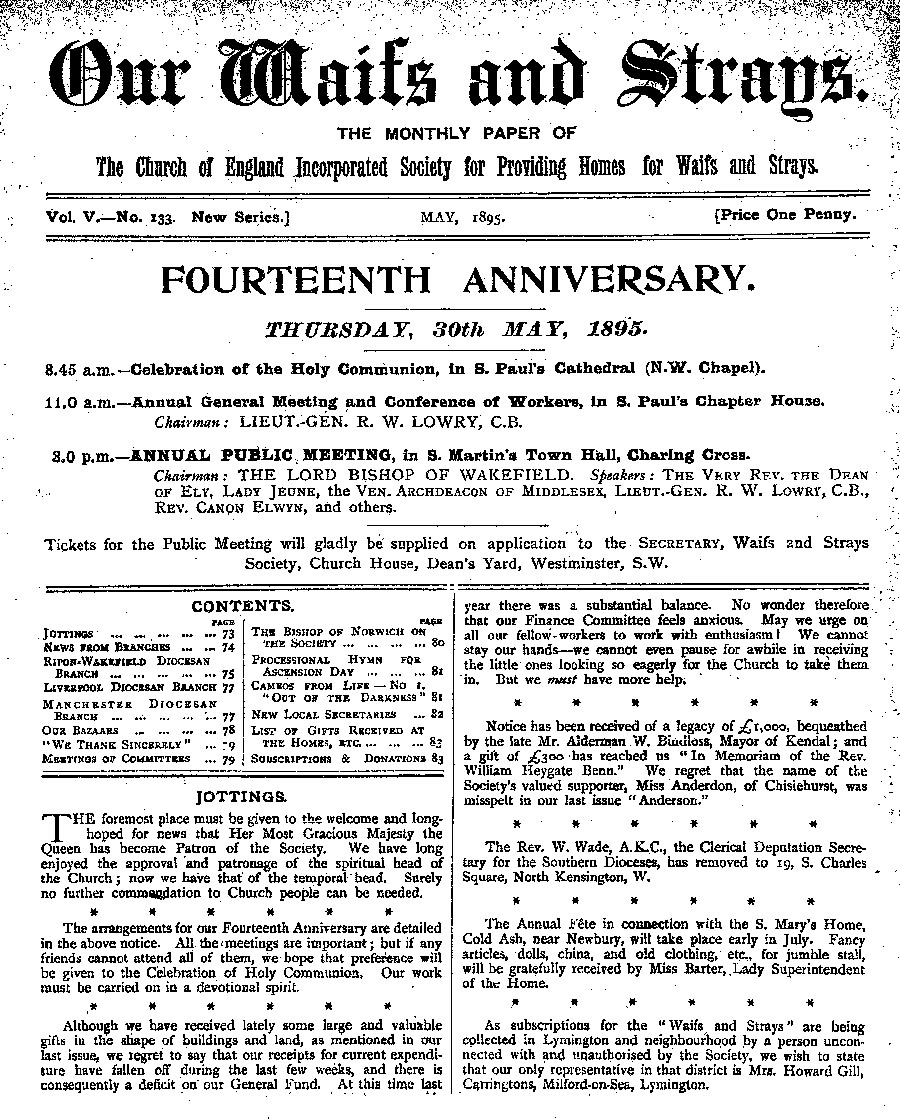 Our Waifs and Strays May 1895 - page 73