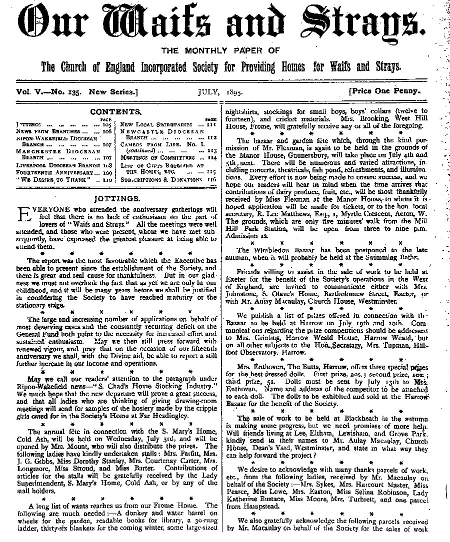 Our Waifs and Strays July 1895 - page 105