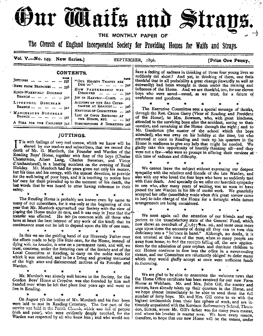 Our Waifs and Strays September 1896 - page 136