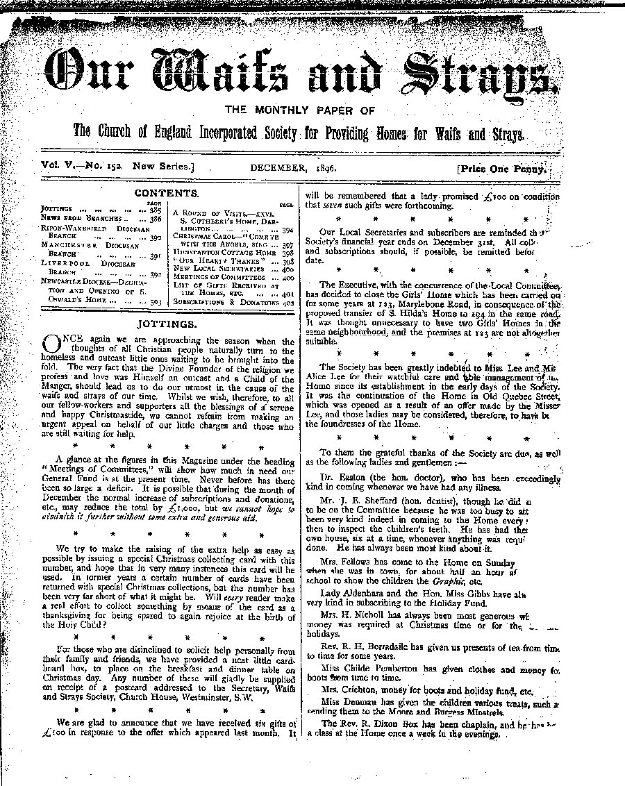 Our Waifs and Strays December 1896 - page 183