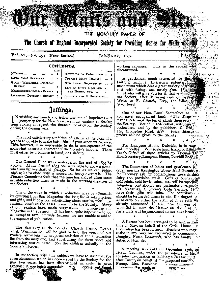 Our Waifs and Strays January 1897 - page 1