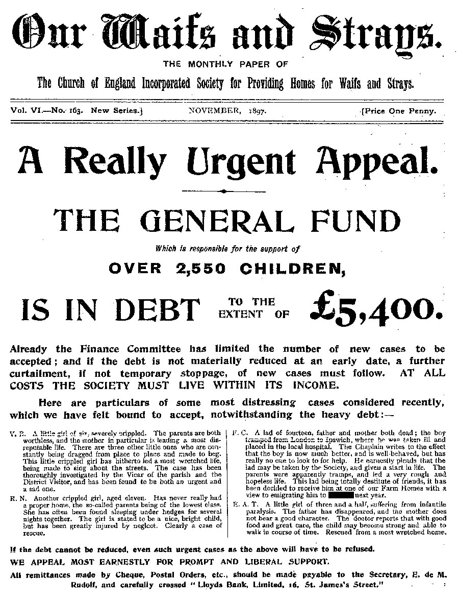 Our Waifs and Strays November 1897 - page 171