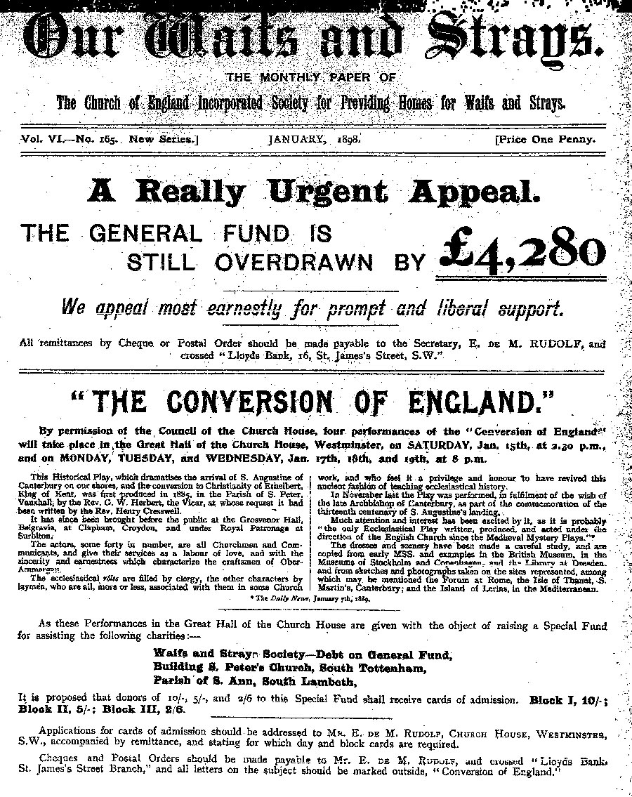 Our Waifs and Strays January 1898 - page 1