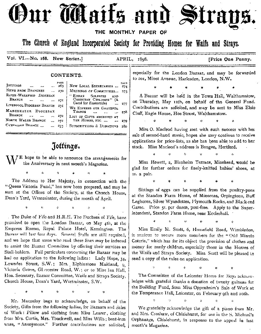 Our Waifs and Strays April 1898 - page 61