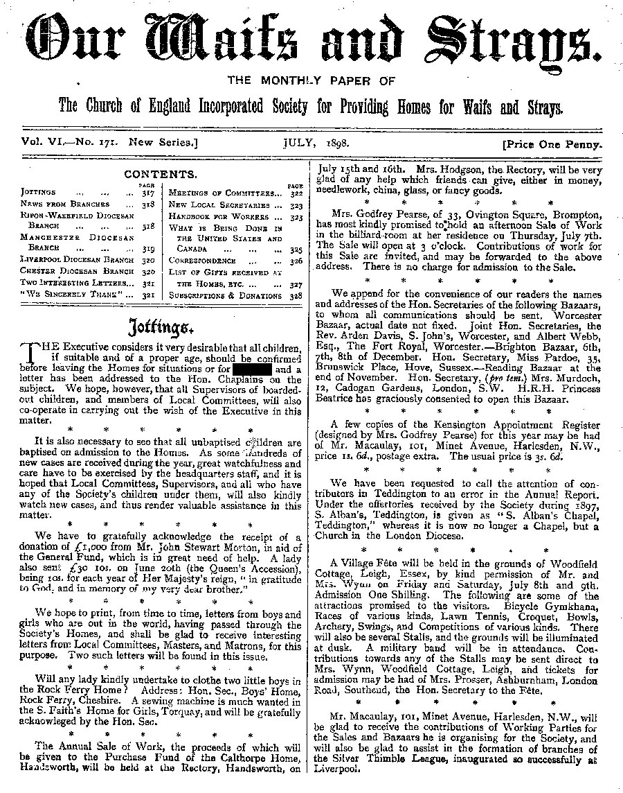 Our Waifs and Strays July 1898 - page 109